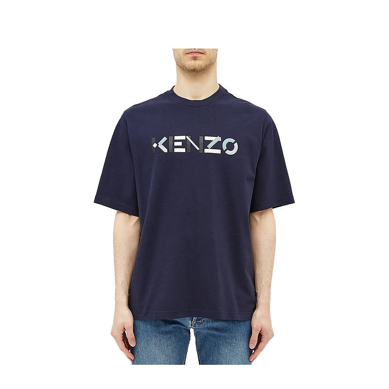 KENZO 高田贤三 男士海军蓝印花logo圆领短袖T恤