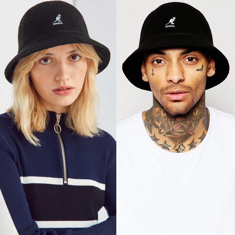 KANGOL 袋鼠 男女新款ins潮渔夫帽情侣帽英伦圆顶休闲遮阳盆帽刺绣LOGO