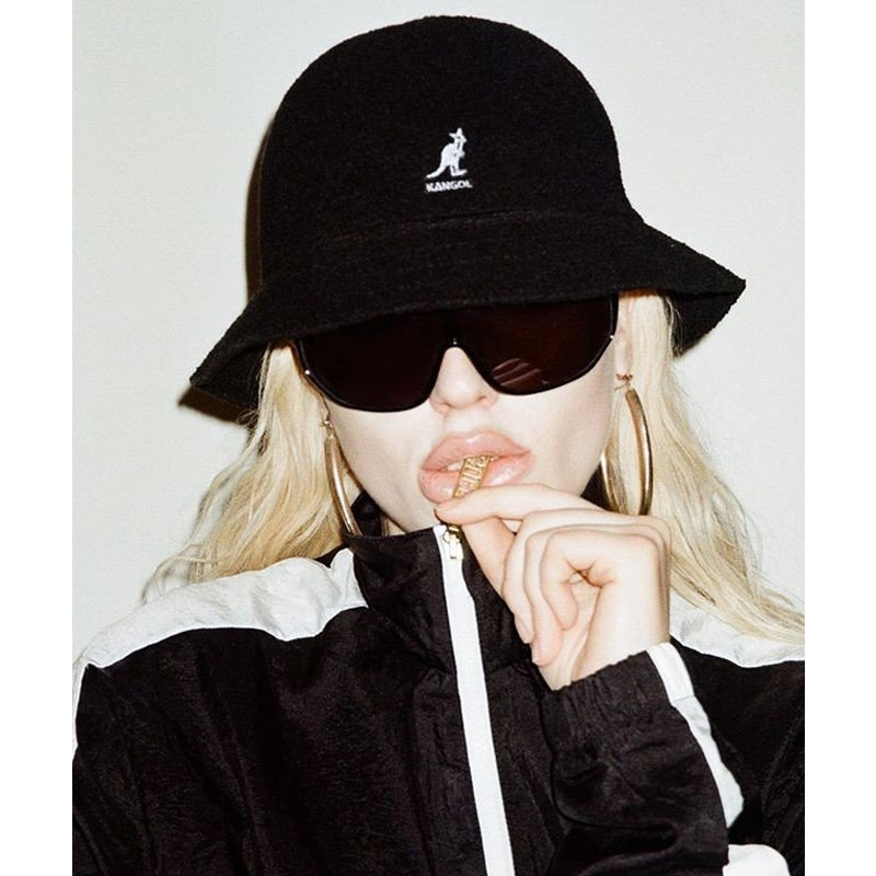 KANGOL 袋鼠 男女新款ins潮渔夫帽情侣帽英伦圆顶休闲遮阳盆帽刺绣LOGO