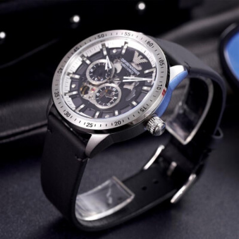 Armani 阿玛尼手表机械表时尚欧美表夜光指针运动多功能镂空机械男表