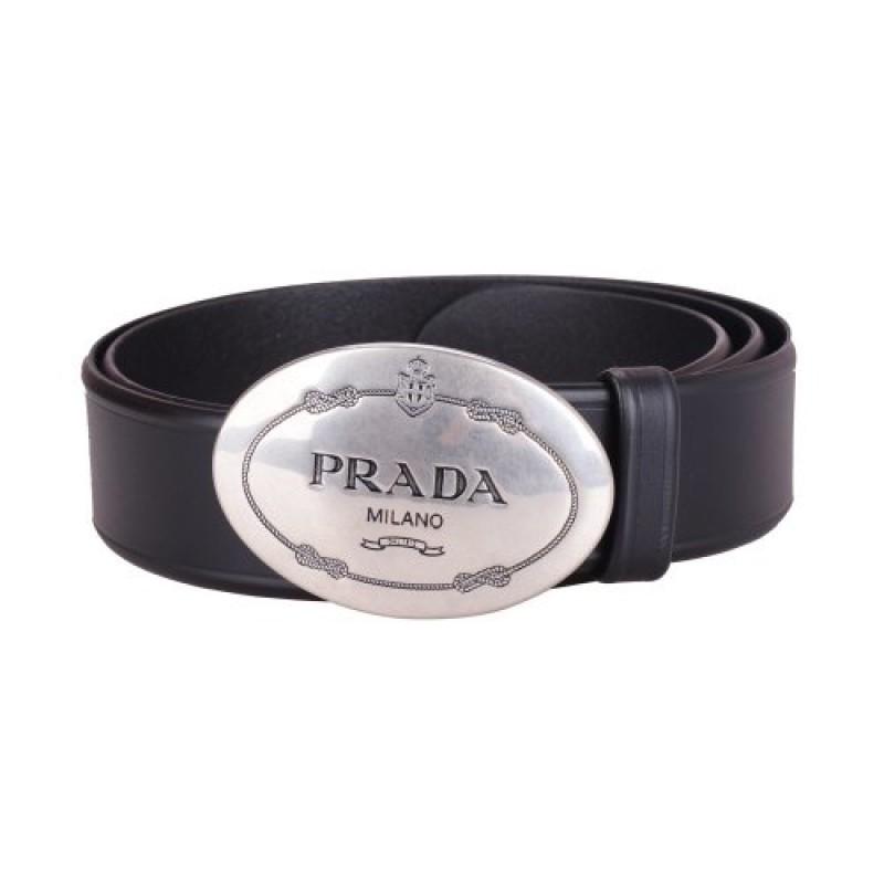 PRADA/普拉达 2019新款时尚男士牛皮复古鹅弹头黑色腰带 皮带2CM006908