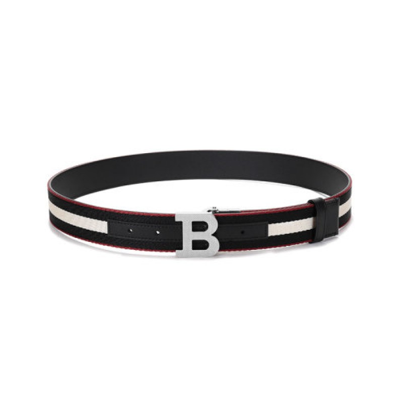 BALLY/巴利 男织物配皮扳扣式双面皮带腰带 B BUCKLE 35 M T