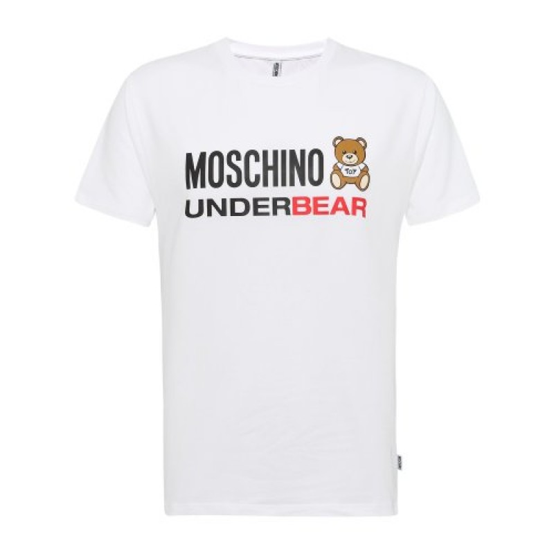 MOSCHINO/莫斯奇诺 时尚休闲中性款纯棉字母小熊logo女士短袖T恤