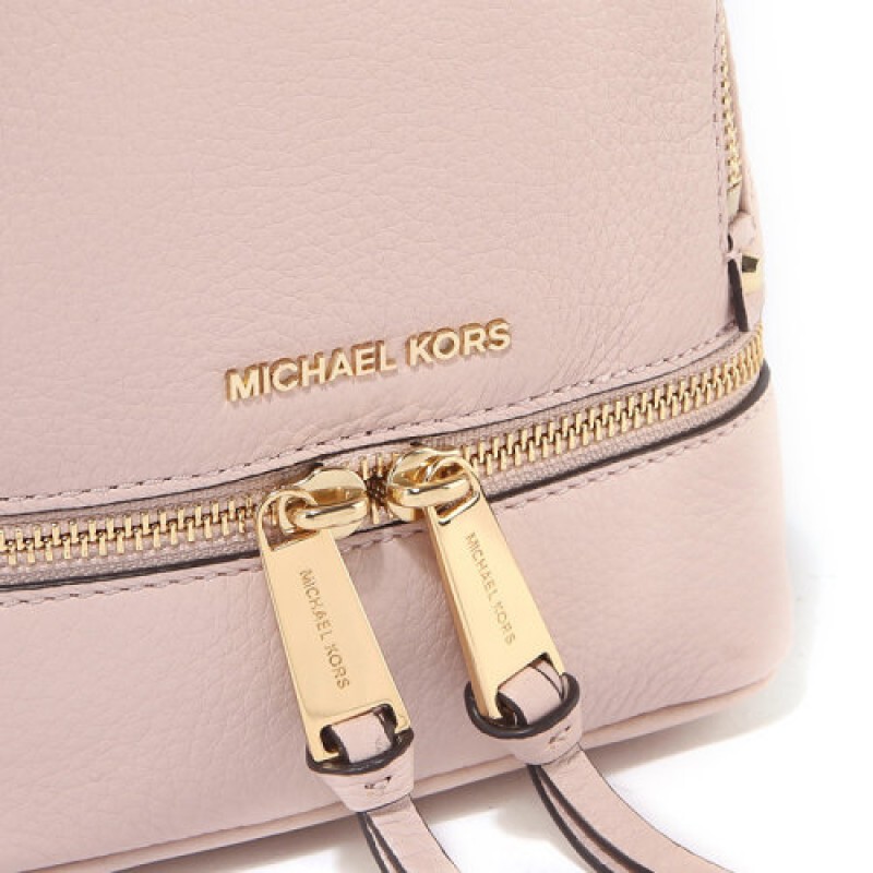 Michael Kors/迈克·科尔斯 RHEA ZIP系列女士纯色牛皮经典字母徽标装饰拉链开合双肩包手提包背包女包